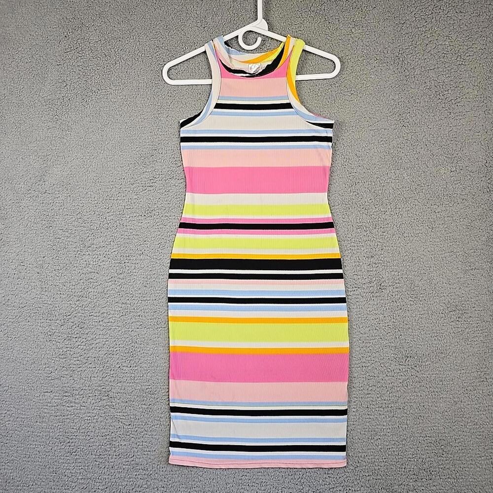 No Boundaries Stripes Raceback Midi Dress Juniors Women Size S